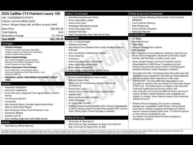 Used 2026 Cadillac CT4 Premium Luxury RWD image 14