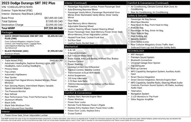 Used 2023 Dodge Durango SRT AWD/4WD image 2