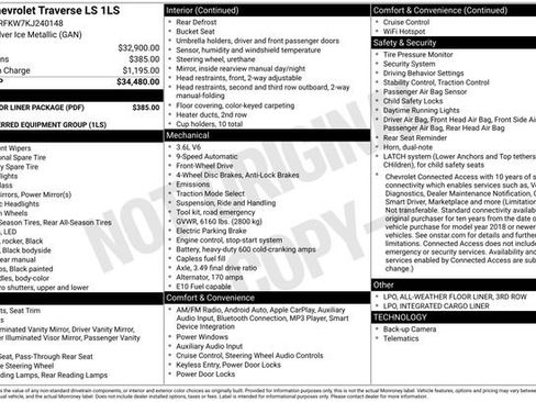 Used 2019 Chevrolet Traverse LS w/ LPO, Floor Liner Package image 22