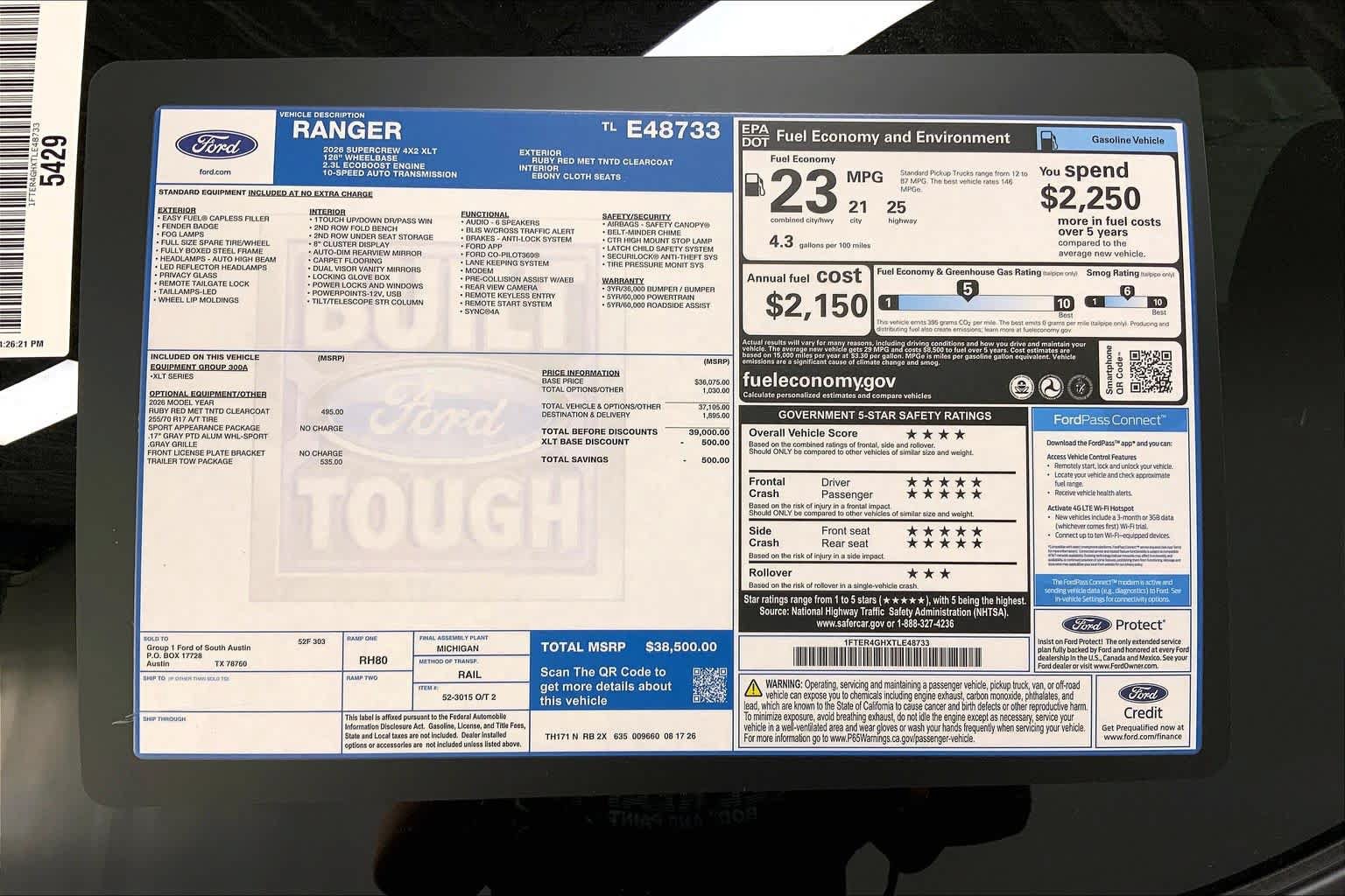 New 2026 Ford Ranger XLT w/ Trailer Tow Package RWD image 21