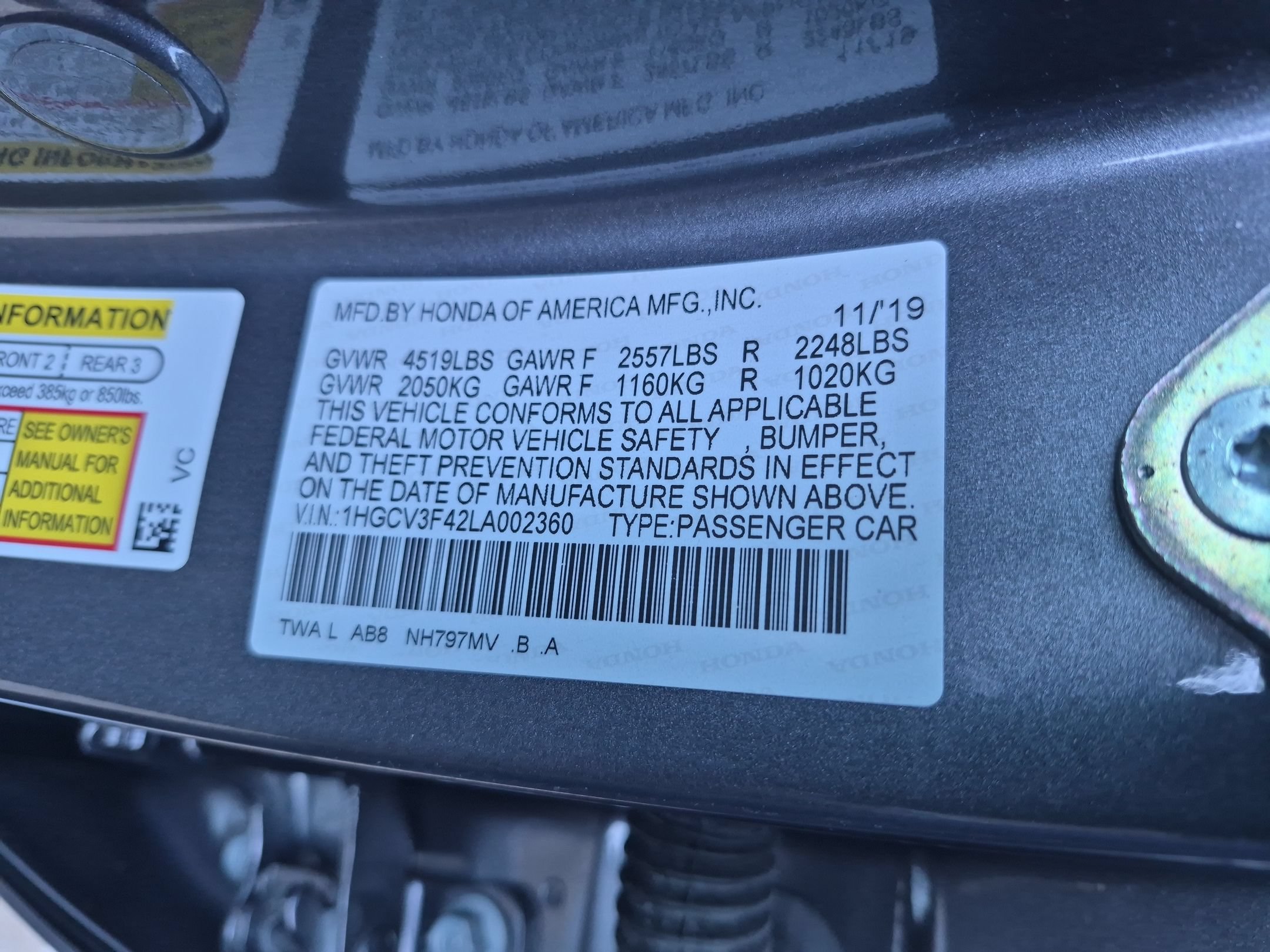 Certified 2020 Honda Accord EX image 35