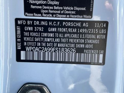 Used 2015 Porsche 911 GT3 w/ Carbon Interior Package RWD image 33