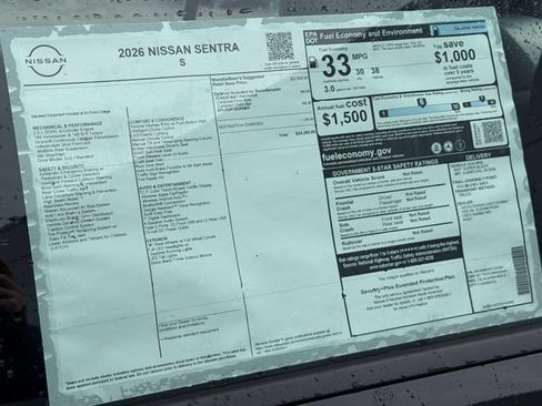 Certified 2026 Nissan Sentra S w/ Floor Mat Package FWD image 35