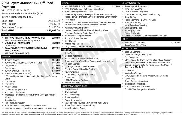 Certified 2023 Toyota 4Runner TRD Off-Road Premium w/ Off Road Premium Plus Package AWD/4WD image 44