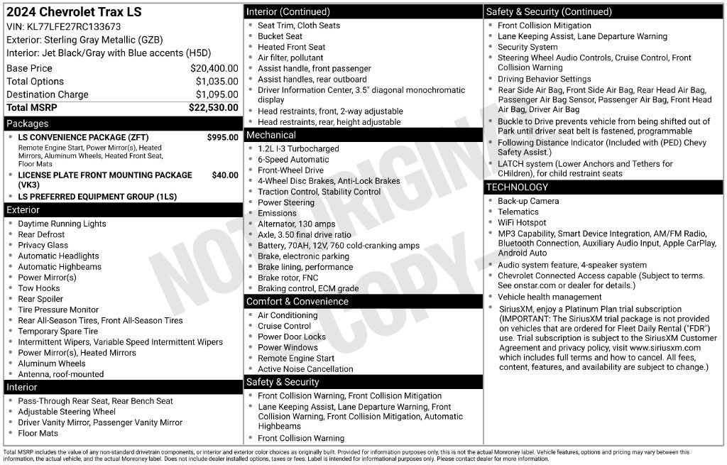 Used 2024 Chevrolet Trax LS w/ LS Convenience Package FWD image 5