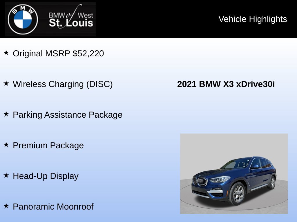 Used 2021 BMW X3 xDrive30i w/ Premium Package AWD/4WD image 8