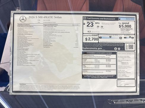 New 2026 Mercedes-Benz S 500 4MATIC image 31