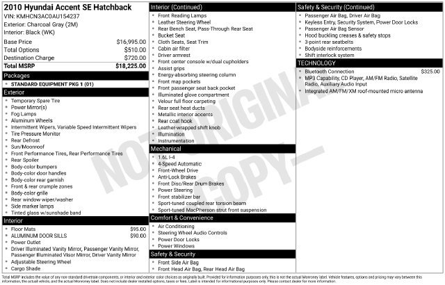 Used 2010 Hyundai Accent SE FWD image 1