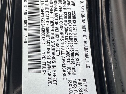 Used 2019 Honda Ridgeline RTL-T image 35