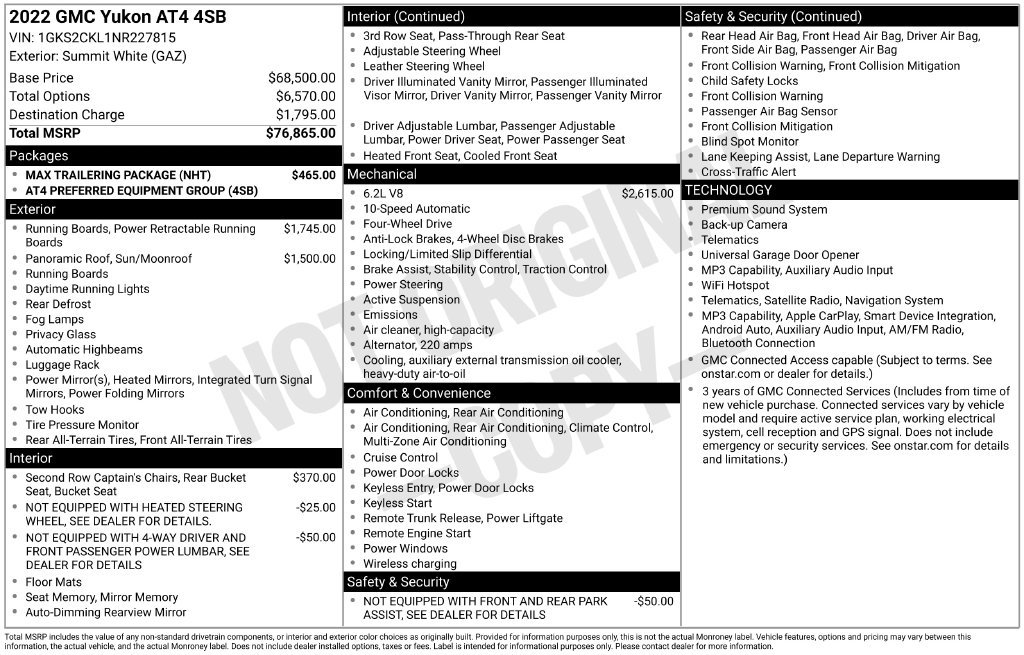 Used 2022 GMC Yukon AT4 w/ Max Trailering Package AWD/4WD image 54