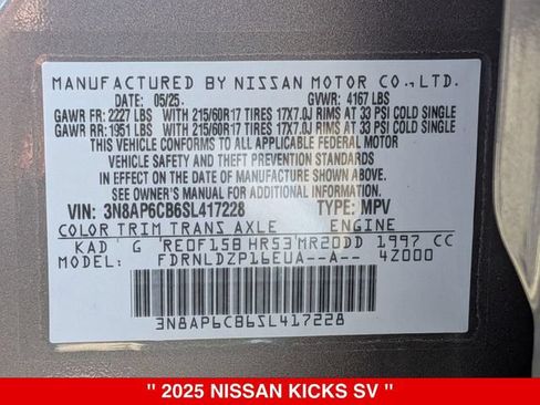 Certified 2025 Nissan Kicks SV AWD/4WD image 39