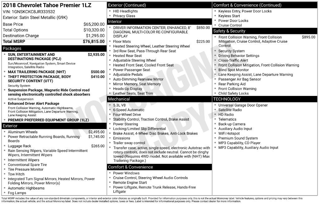 Used 2018 Chevrolet Tahoe Premier AWD/4WD image 3