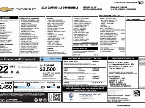 Used 2024 Chevrolet Camaro LT w/ RS Package image 4