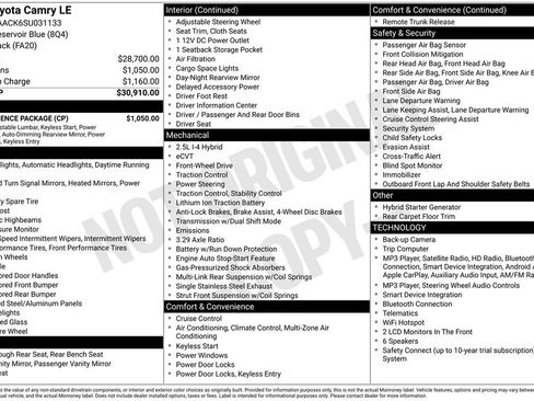 Used 2025 Toyota Camry LE w/ Convenience Package FWD image 42