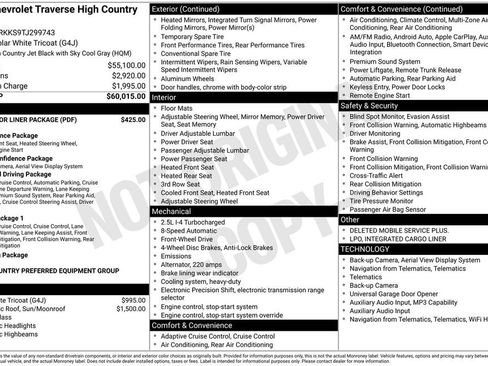 New 2026 Chevrolet Traverse High Country w/ LPO, Floor Liner Package FWD image 28
