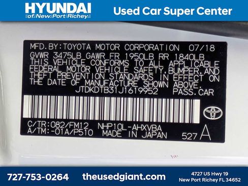 Used 2018 Toyota Prius C Two image 13