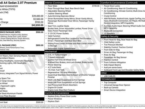 Used 2017 Audi A4 2.0T Premium w/ Convenience Package AWD/4WD image 13