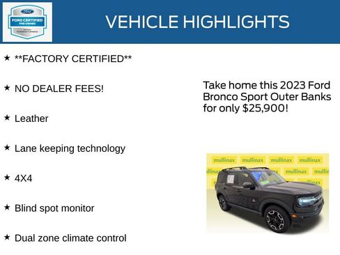 Certified 2023 Ford Bronco Sport Outer Banks AWD/4WD image 12