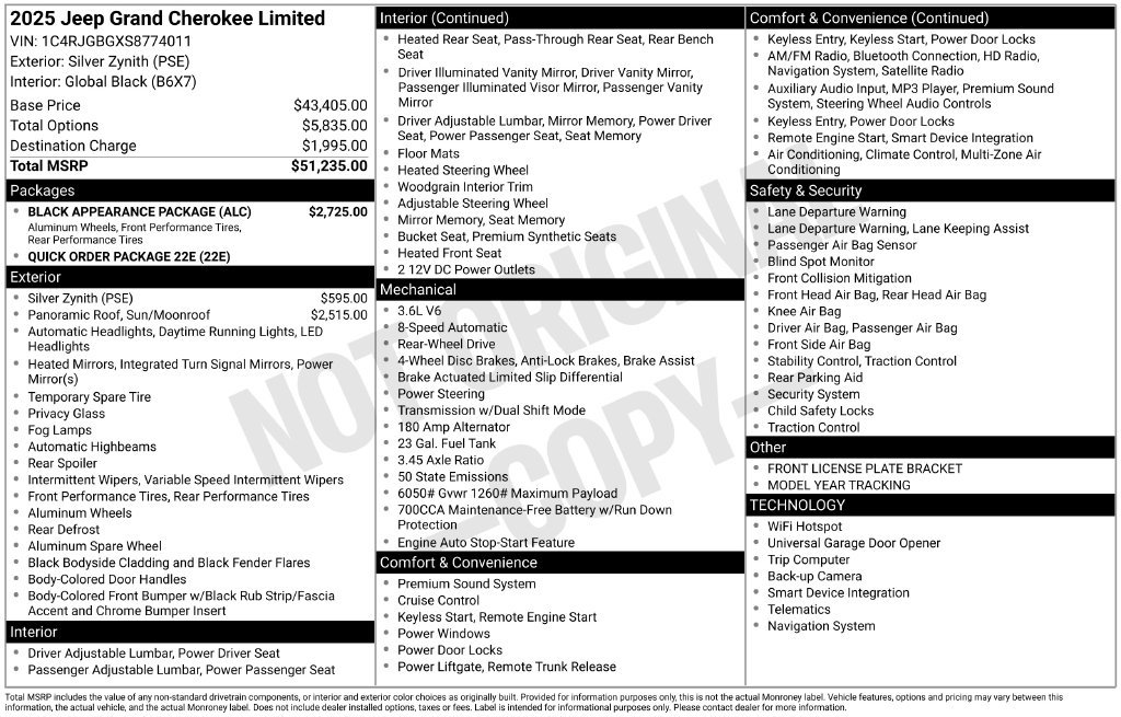 New 2025 Jeep Grand Cherokee Limited w/ Black Appearance Package RWD image 21