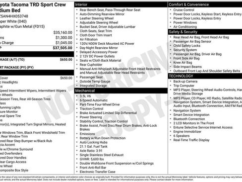 Used 2017 Toyota Tacoma TRD Sport w/ Tow Package (A/T) AWD/4WD image 42