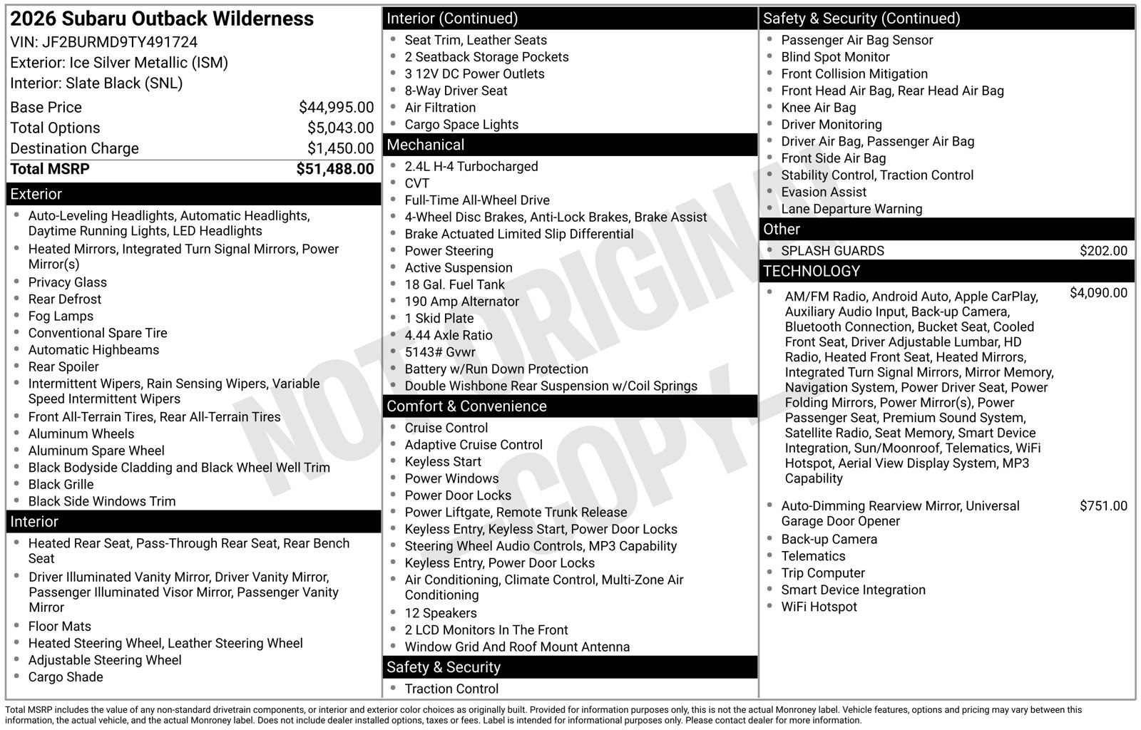 Certified 2026 Subaru Outback Wilderness AWD/4WD image 7