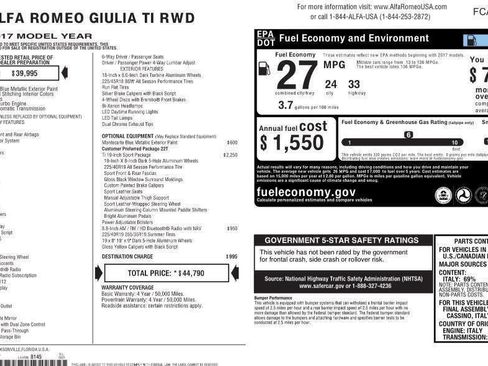 Used 2017 Alfa Romeo Giulia Ti w/ TI 19" Sport Package image 51