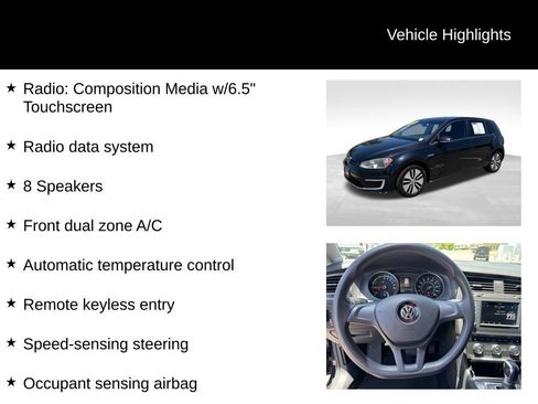 Used 2016 Volkswagen e-Golf SE FWD image 9