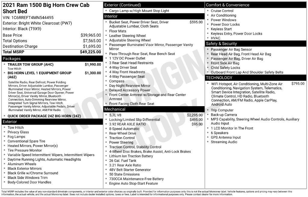 Used 2021 RAM 1500 Big Horn w/ Trailer Tow Group RWD image 2