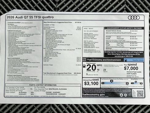 Used 2026 Audi Q7 3.0T Premium Plus w/ Premium Plus Package AWD/4WD image 9