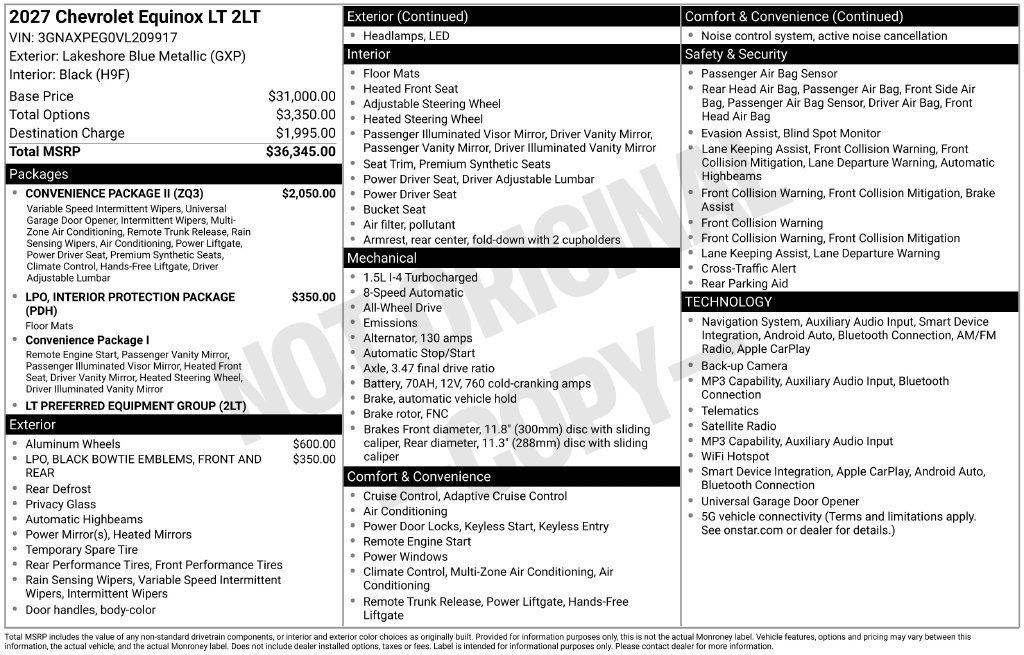 New 2027 Chevrolet Equinox LT w/ Convenience Package II AWD/4WD image 5