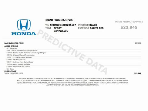 Used 2020 Honda Civic Sport image 2