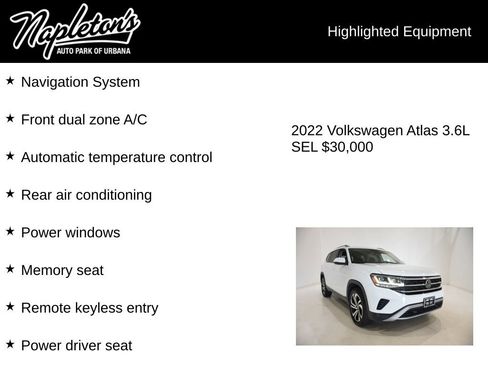 Used 2022 Volkswagen Atlas SEL AWD/4WD image 16