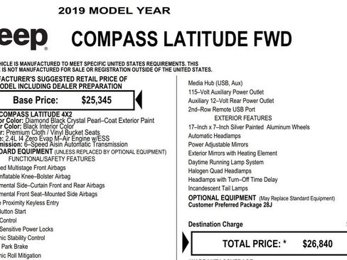 Used 2019 Jeep Compass Latitude FWD image 17