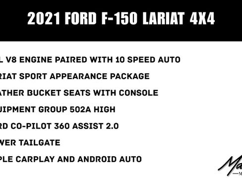 Used 2021 Ford F150 Lariat w/ Equipment Group 502A High AWD/4WD image 2