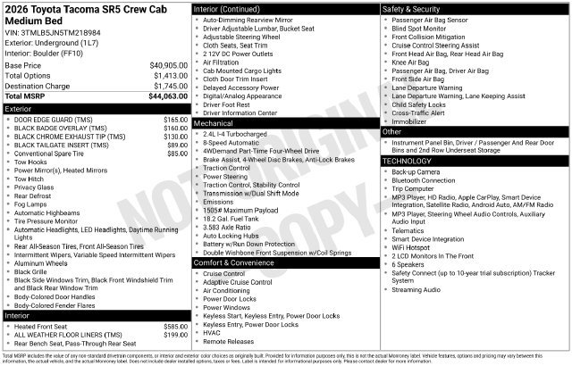 Used 2026 Toyota Tacoma SR5 AWD/4WD image 4