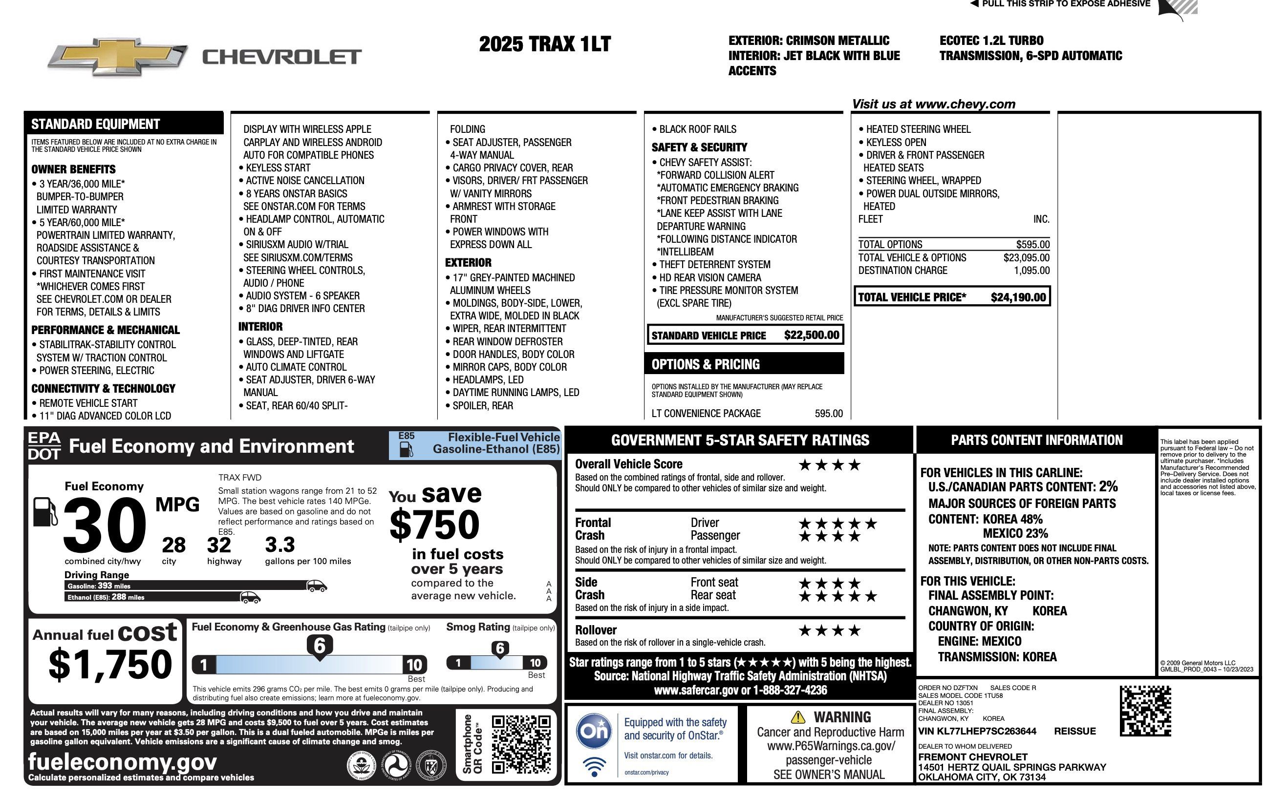 Used 2025 Chevrolet Trax LT w/ LT Convenience Package FWD image 5