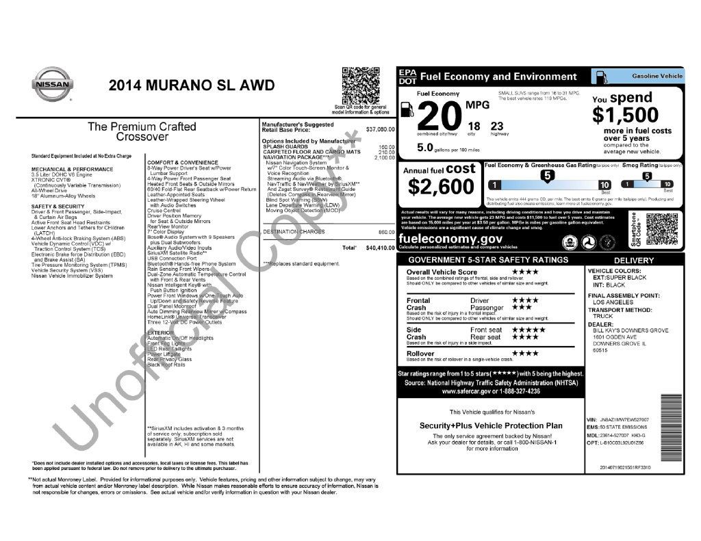 Used 2014 Nissan Murano SL w/ Navigation Package AWD/4WD image 3
