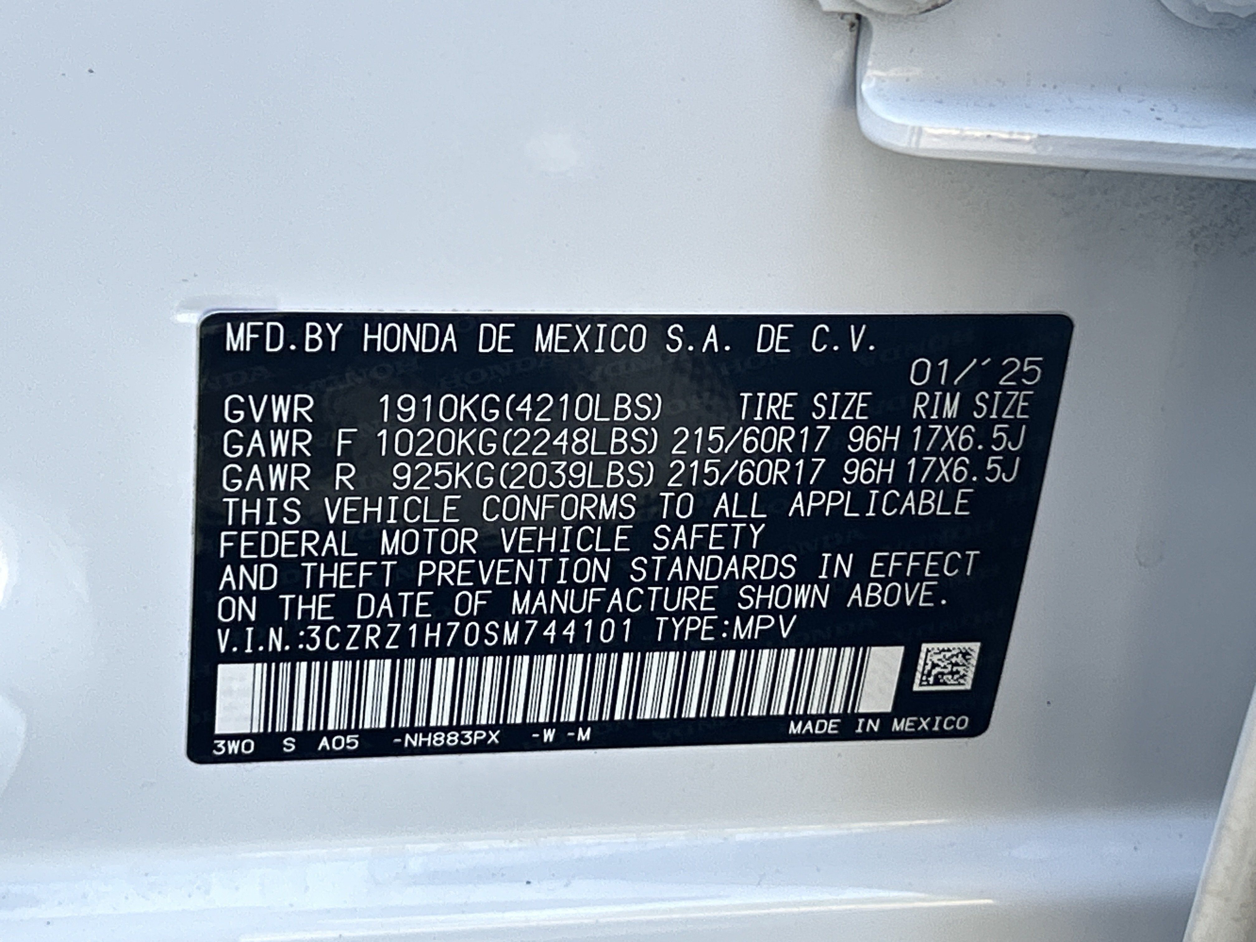 Certified 2025 Honda HR-V EX-L image 36