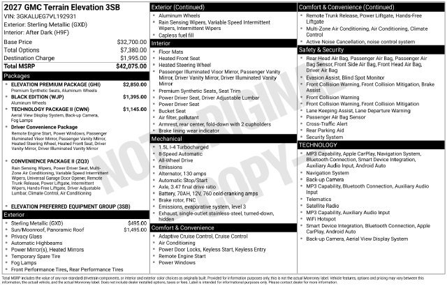 New 2027 GMC Terrain Elevation w/ Elevation Premium Package AWD/4WD image 3