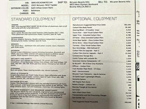 Used 2022 McLaren 765LT MSO MATTE URBAN GREEN $570,000 image 3