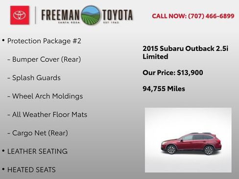 Used 2015 Subaru Outback 2.5i Limited w/ Protection Package #2 AWD/4WD image 5