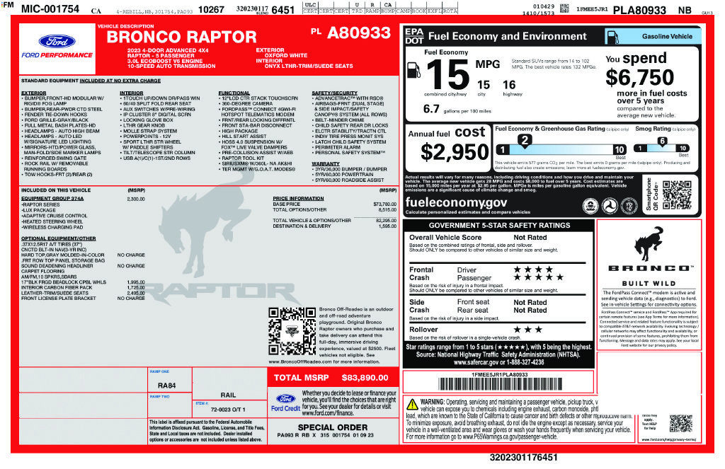 Used 2023 Ford Bronco Raptor AWD/4WD image 39