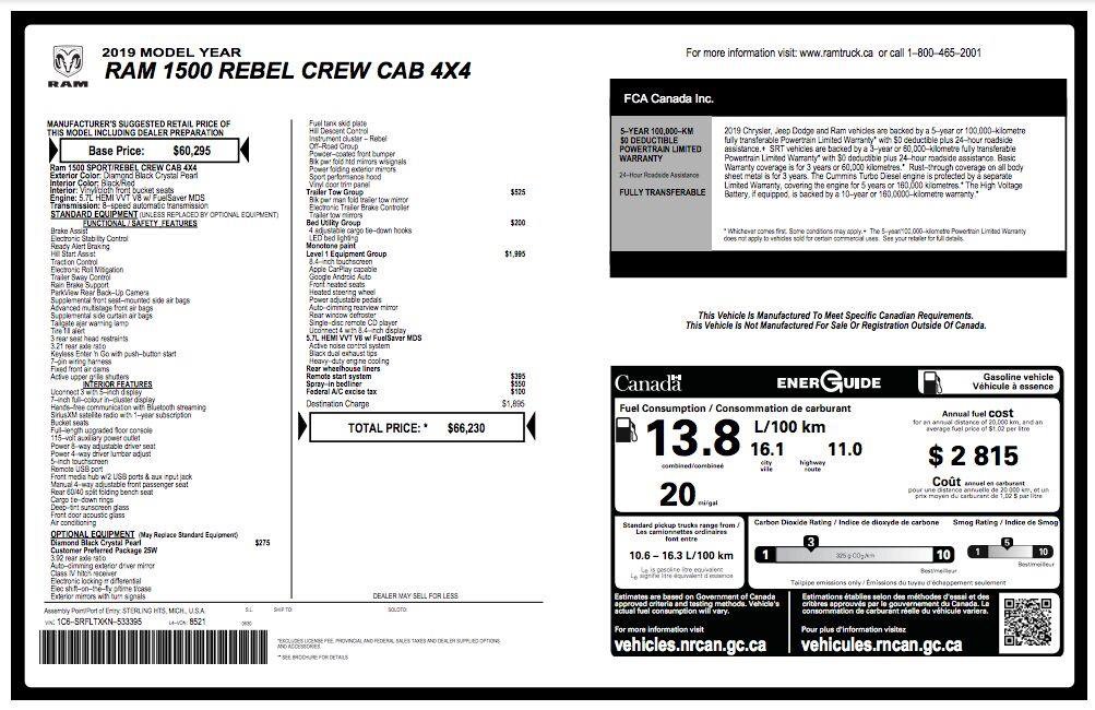 Used 2019 RAM 1500 Rebel w/ Level 1 Equipment Group AWD/4WD image 5