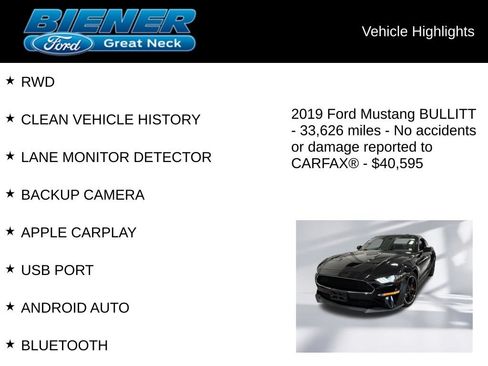 Certified 2019 Ford Mustang Bullitt w/ Bullitt Electronics Package RWD image 9
