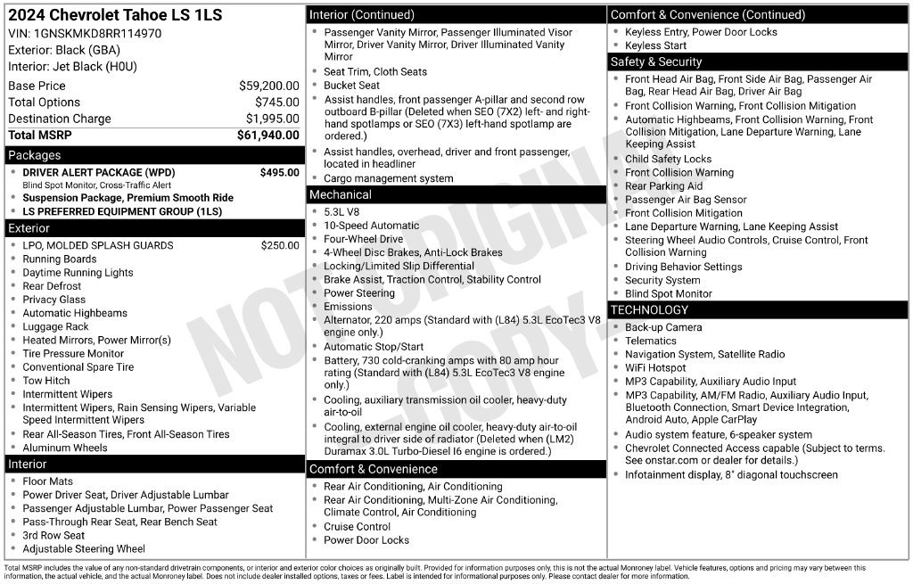 Used 2024 Chevrolet Tahoe LS w/ Driver Alert Package AWD/4WD image 6
