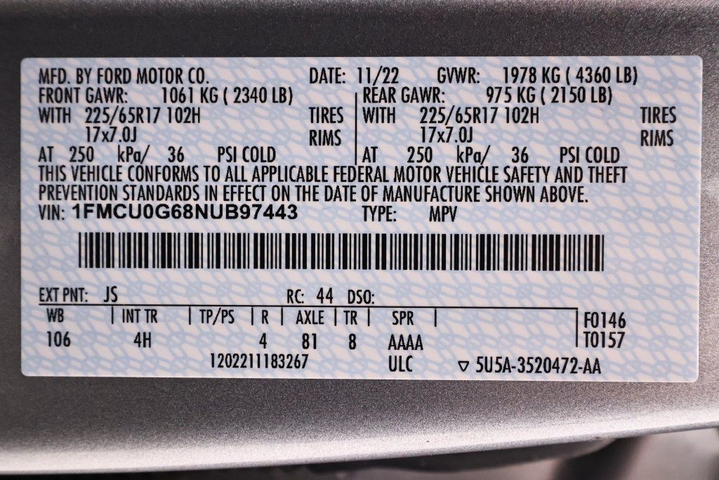 Certified 2022 Ford Escape SE w/ Convenience Package FWD image 41