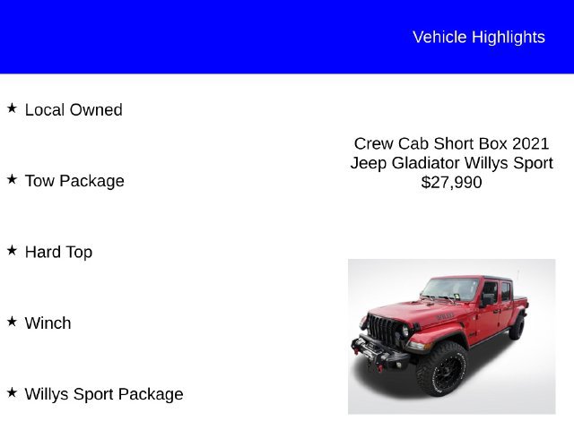 Used 2021 Jeep Gladiator Sport AWD/4WD image 2