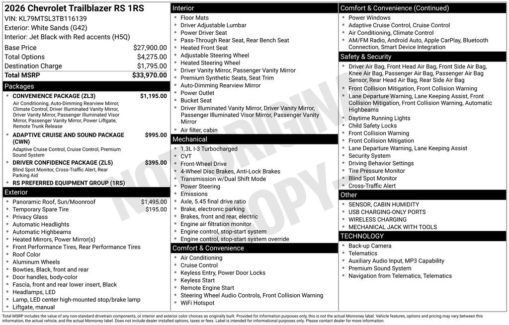 New 2026 Chevrolet TrailBlazer RS w/ Convenience Package FWD image 11