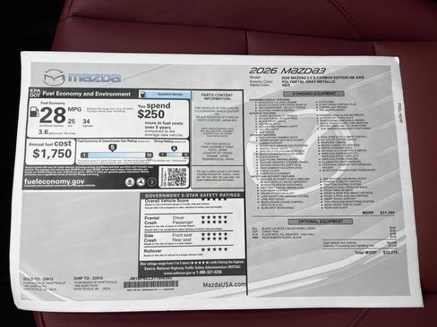 New 2026 MAZDA MAZDA3 Carbon image 34