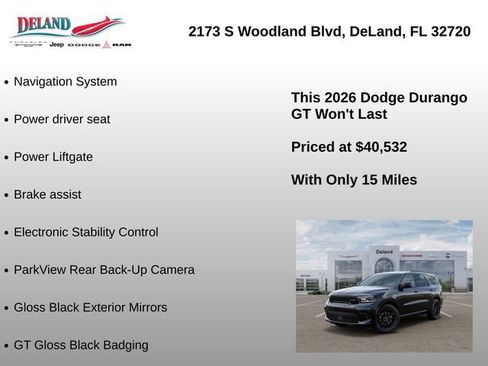 New 2026 Dodge Durango GT w/ Blacktop Package RWD image 12